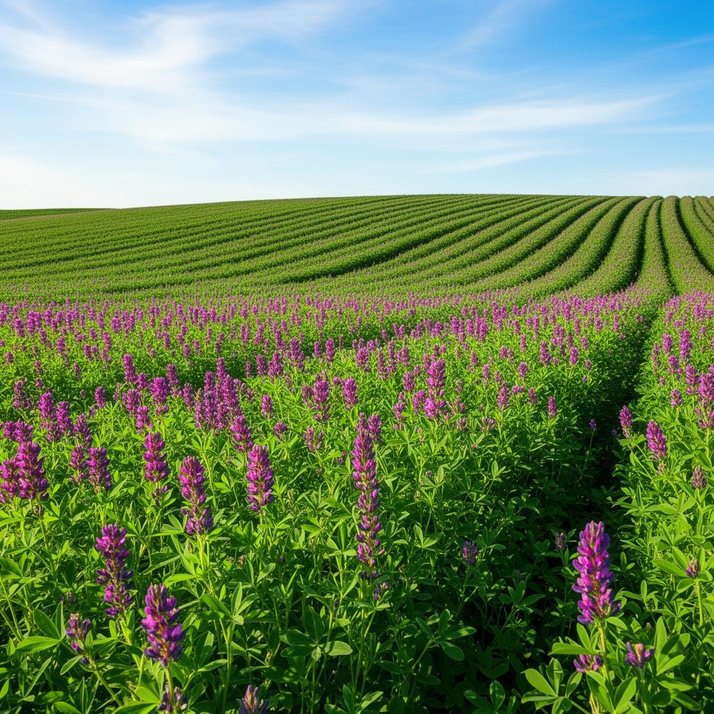 Lush alfalfa field